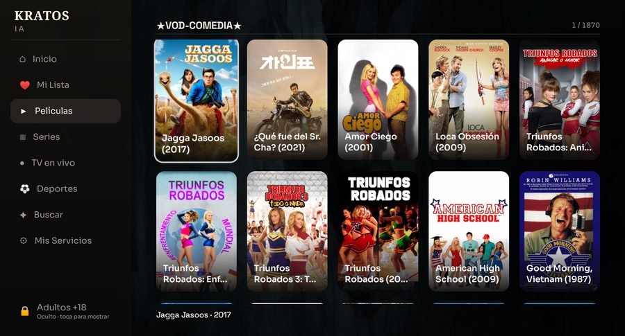Thousands of movies with real cover art, not a list of text.