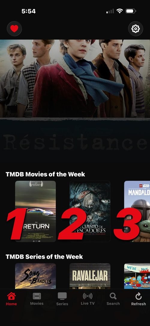 The home screen, with the most-watched titles and the week’s new arrivals.