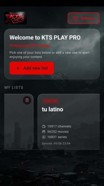 La misma aplicación en un teléfono, con la lista del usuario